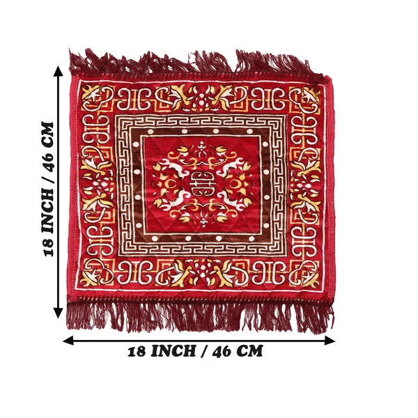 Quilted_Velvet_Prayer_Mat/Pooja_Aasan_Mat/Floor_Mat_(Color-Leaf_Brown,_Size-18X18_Inches)