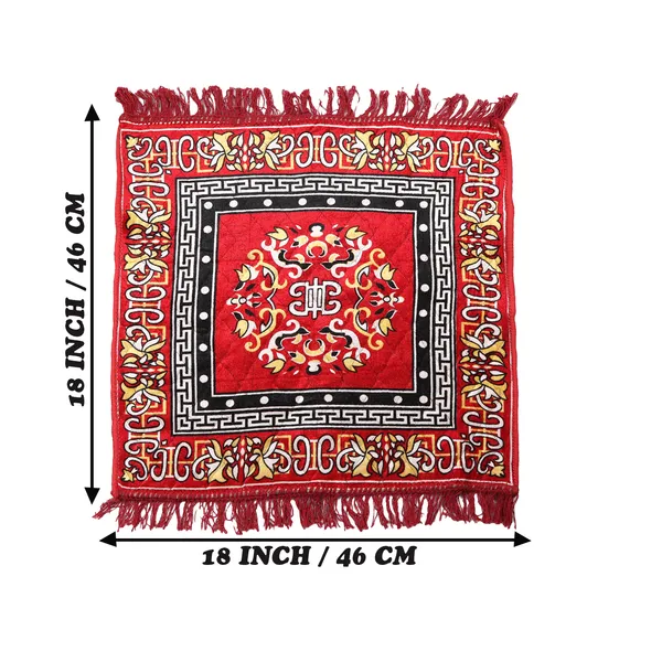 Quilted_Velvet_Prayer_Mat/Pooja_Aasan_Mat/Floor_Mat_(Color-Leaf_Black,_Size-18X18_Inches)