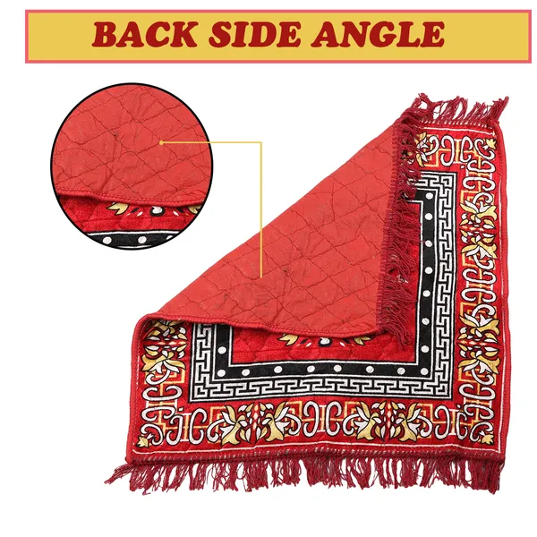 Quilted_Velvet_Prayer_Mat/Pooja_Aasan_Mat/Floor_Mat_(Color-Leaf_Black,_Size-18X18_Inches)