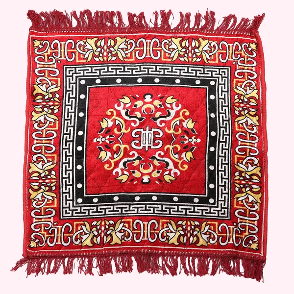 Quilted_Velvet_Prayer_Mat/Pooja_Aasan_Mat/Floor_Mat_(Color-Leaf_Black,_Size-18X18_Inches)