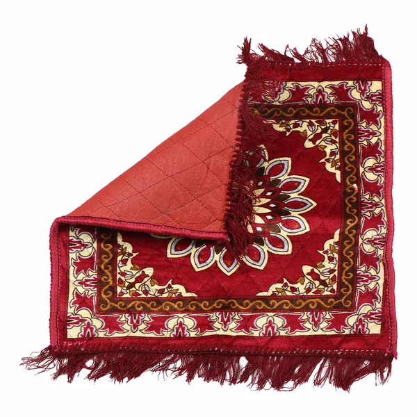 Set_of_2_Pcs._Quilted_Velvet_Prayer_Mat/Pooja_Aasan_Mat/Floor_Mat__(Color-Floral_Red,_Size-18X18_Inches)