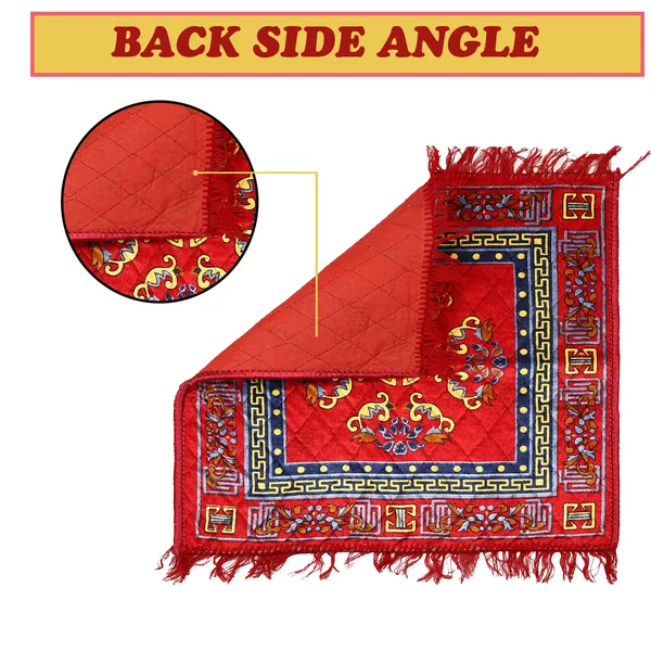 Set_of_2_Pcs._Quilted_Velvet_Prayer_Mat/Pooja_Aasan_Mat/Floor_Mat__(Color-Leaf_Maroon,_Size-18X18_Inches)