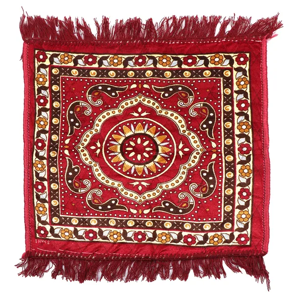 Quilted_Velvet_Prayer_Mat/Pooja_Aasan_Mat/Floor_Mat_(Color-Floral_Red,_Size-24x24_Inches)