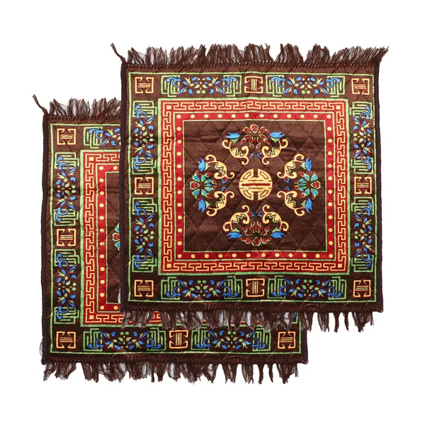 Set_of_2_Pcs._Quilted_Velvet_Prayer_Mat/Pooja_Aasan_Mat/Floor_Mat_(Color-Leaf_Brown,_Size-24x24_Inches)