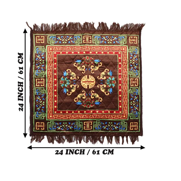 Quilted_Velvet_Prayer_Mat/Pooja_Aasan_Mat/Floor_Mat_(Color-Leaf_Brown,_Size-24x24_Inches)