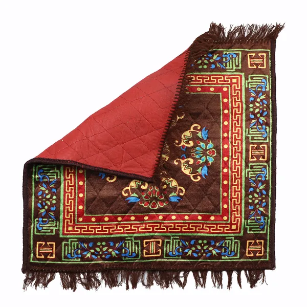 Quilted_Velvet_Prayer_Mat/Pooja_Aasan_Mat/Floor_Mat_(Color-Leaf_Brown,_Size-24x24_Inches)