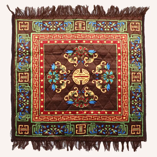 Quilted_Velvet_Prayer_Mat/Pooja_Aasan_Mat/Floor_Mat_(Color-Leaf_Brown,_Size-24x24_Inches)