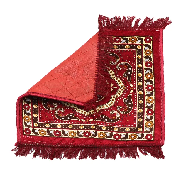 Set_of_2_Pcs._Quilted_Velvet_Prayer_Mat/Pooja_Aasan_Mat/Floor_Mat_(Color-Floral_Red,_Size-24x24_Inches)
