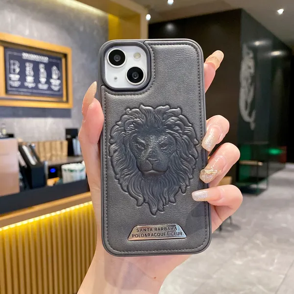AS PLATINUM Apple iPhone 13/14/15 series Leather Santa Barbara 3d Lion face  case Grey Price in India Buy AS PLATINUM Apple iPhone 13/14/15 series 