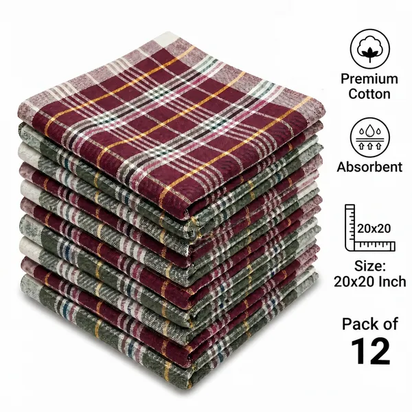 Cotton_Kitchen_Napkins_12_Pcs_Pack,_20x20_Inch_Checked_Roti_Cover_Cloth,_Reusable_Kitchen_Towels_for_Home,_Dining_Table_&_Daily_Use