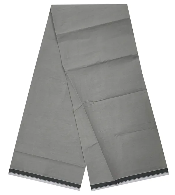 100%_Pure_Cotton_Plain_Color_Grey_Lungi_-_2.10_Meter
