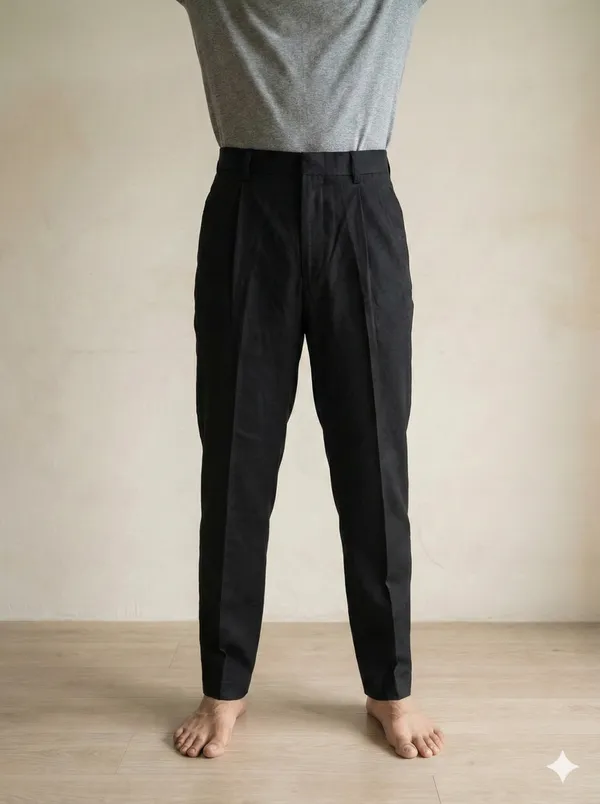 100%_cotton_pant_style_(half_elastic)_pyjama_black_color_front_open