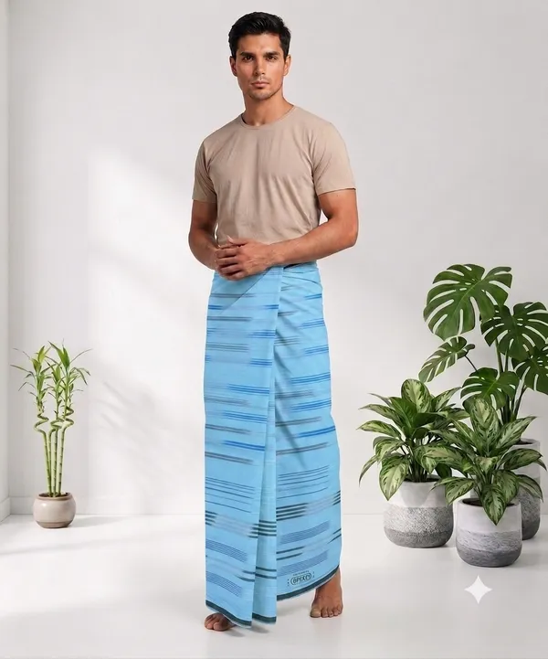 100%_cotton_silver_color_katari_lungi_for_men_