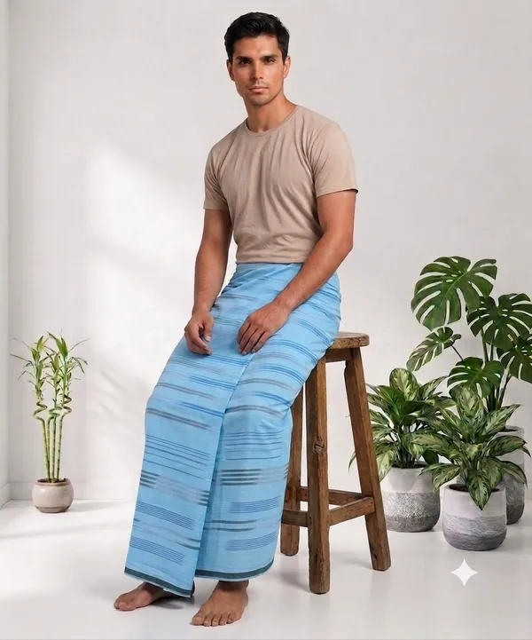 100%_cotton_silver_color_katari_lungi_for_men_