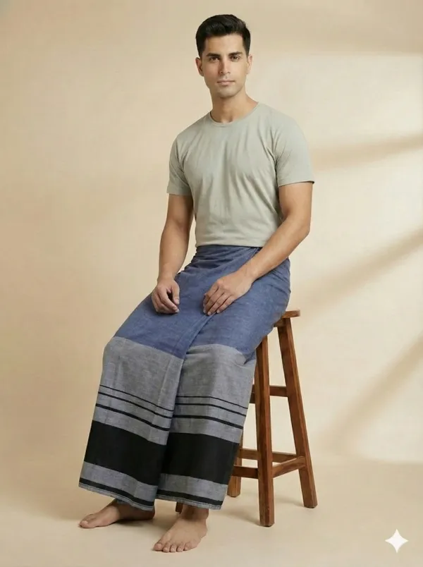 100%_pure_cotton_black_and_blue_stripes_lungi_for_men