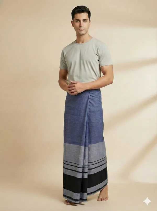 100%_pure_cotton_black_and_blue_stripes_lungi_for_men