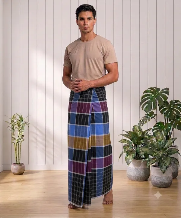 100%_pure_cotton_black_fancy_design_lungi_for_men_2.10_meter