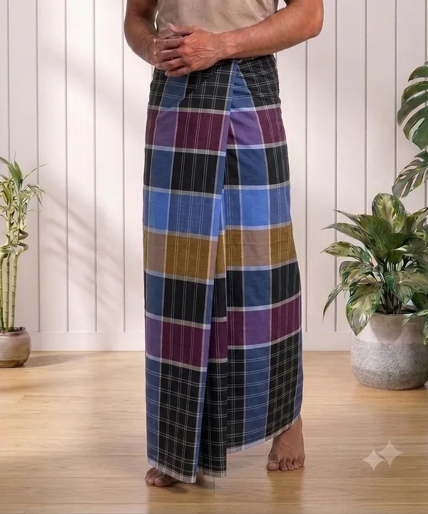 100%_pure_cotton_black_fancy_design_lungi_for_men_2.10_meter