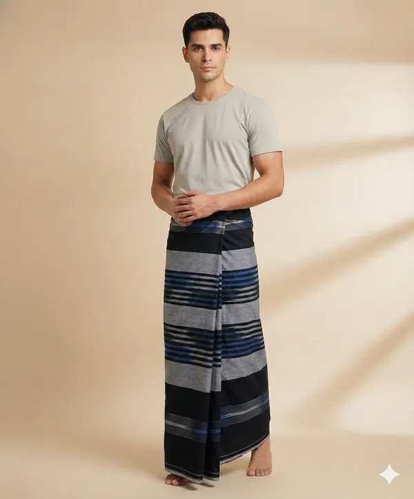 100%_pure_cotton_black_katari_stripes_lungi_for_men