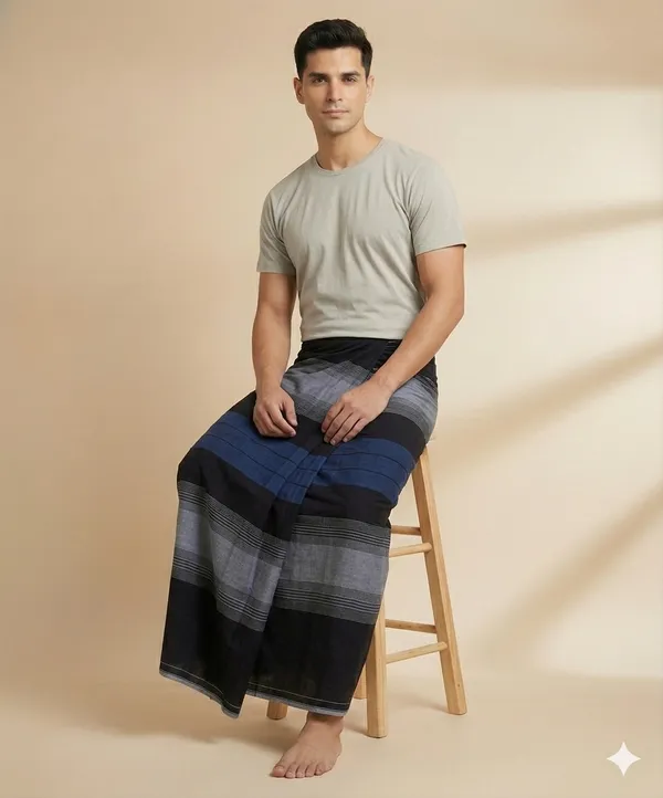 100%_pure_cotton_black_katari_stripes_lungi_for_men