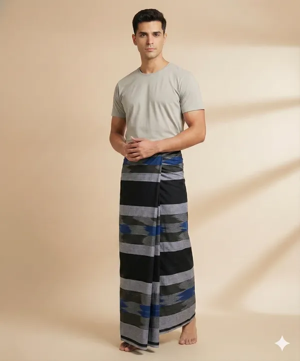 100%_pure_cotton_black_stripes_lungi_for_men