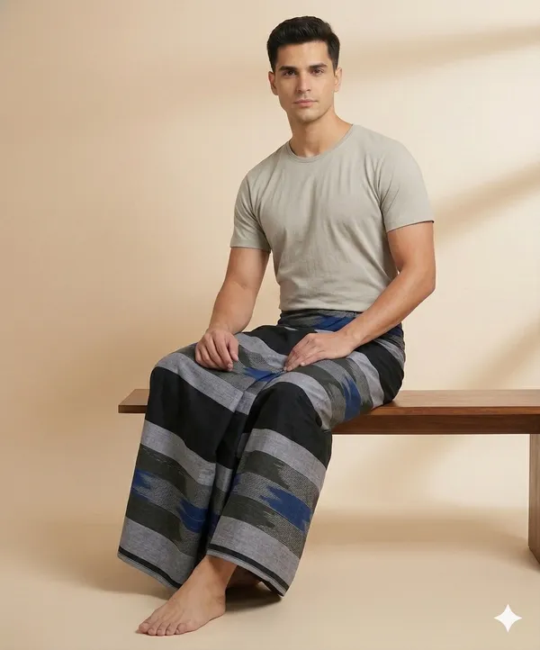 100%_pure_cotton_black_stripes_lungi_for_men