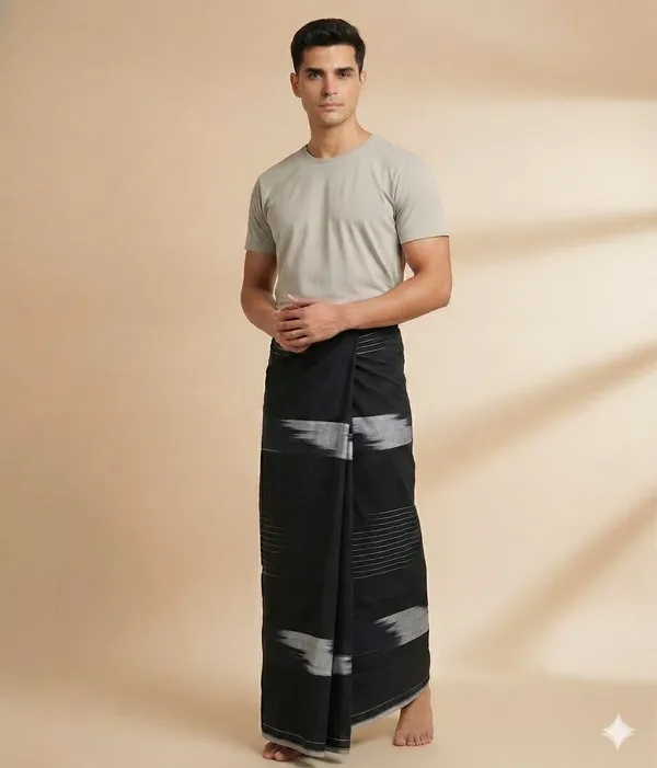 100%_pure_cotton_multicolor_katari_stripes_black_lungi_for_men