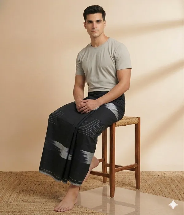 100%_pure_cotton_multicolor_katari_stripes_black_lungi_for_men