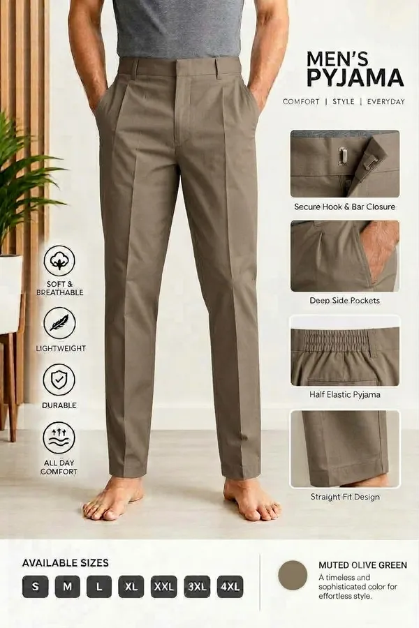 Ismail_Men's_Cotton_pant_style_brown_color_front_open_pyjama