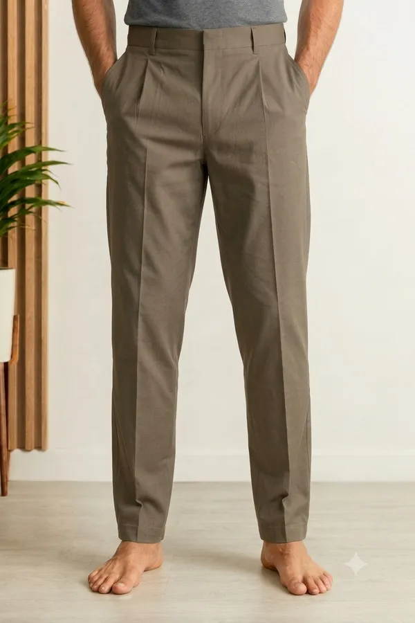 Ismail_Men's_Cotton_pant_style_brown_color_front_open_pyjama