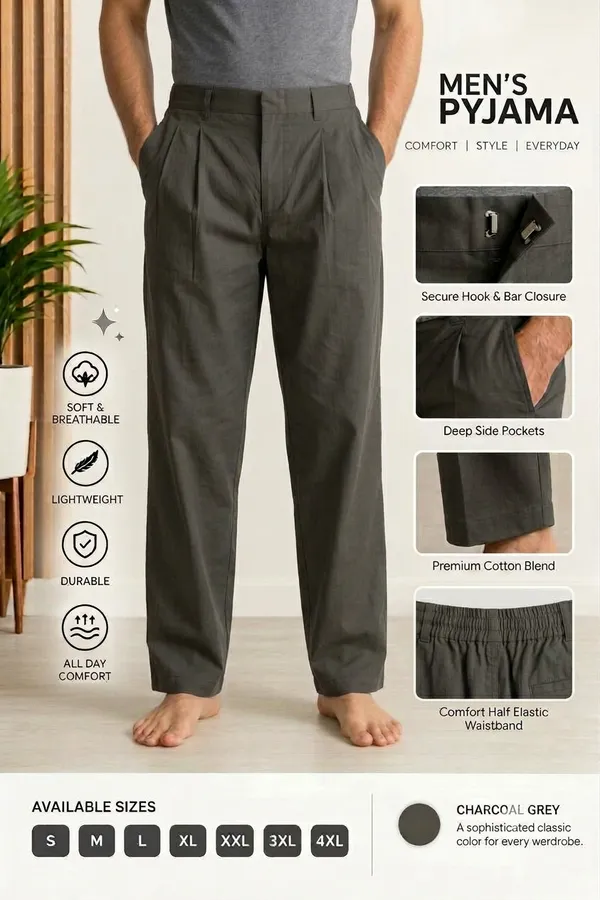 Ismail_Men's_Cotton_pant_style_charcoal_grey_color_front_open_straight_fit_pyjama