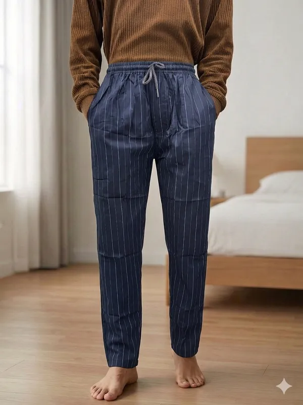 Ismail_men's_navy_blue_stripes_cotton_pyjama_for_men