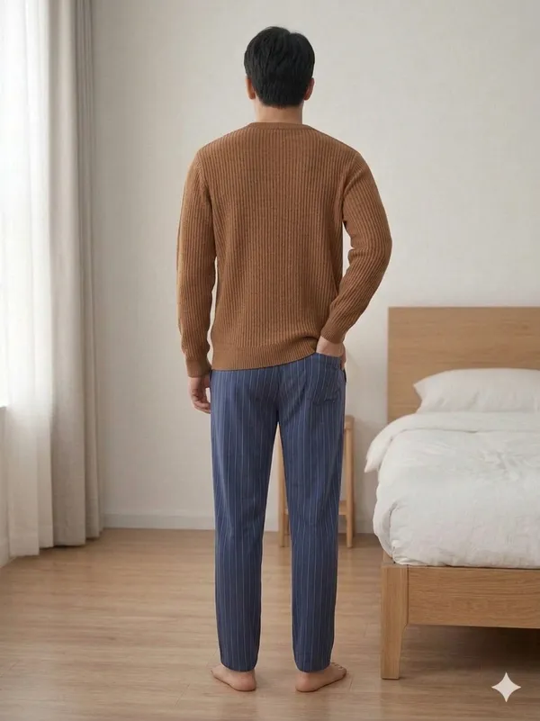 Ismail_men's_navy_blue_stripes_cotton_pyjama_for_men
