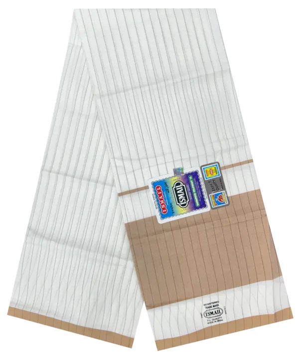 Ismail_men's_pure_cotton_beige_with_milk_white_stripes_lungi_2.10_meter