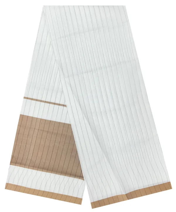 Ismail_men's_pure_cotton_beige_with_milk_white_stripes_lungi_2.10_meter
