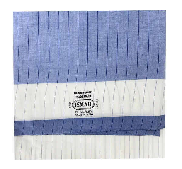 Ismail_pure_cotton_milk_white_with_blue_stripes_lungi_2.10_meter