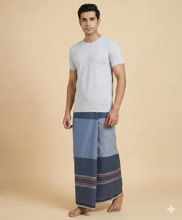 100%_cotton_multicolor_blue_stripes_lungi_for_men_2.10_,_2.25_and_2.60_meter