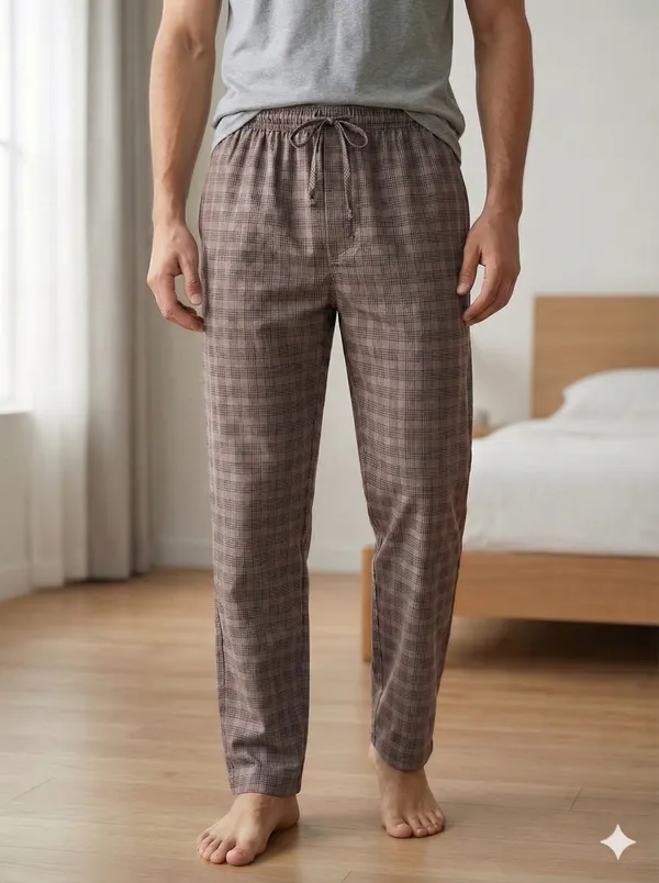Ismail_Men's_Cotton_check_brown_cotton_pyjama