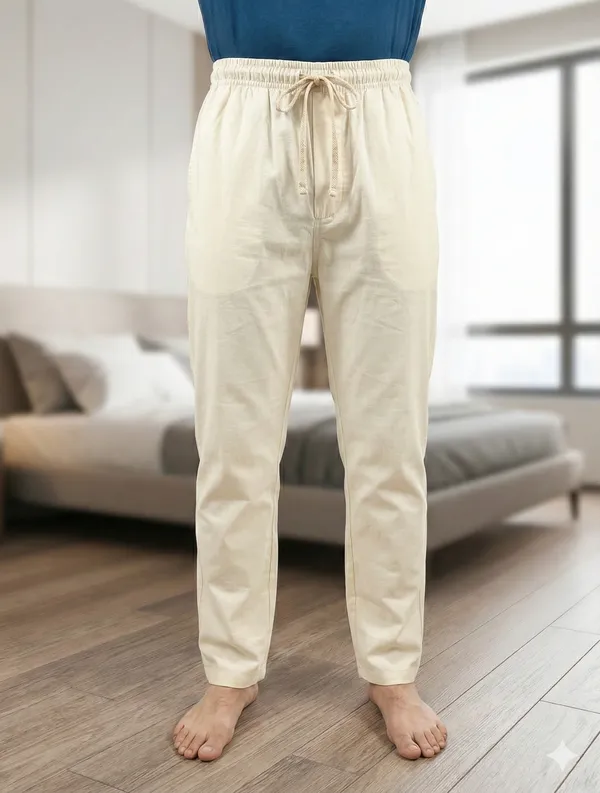 Ismail_Men's_Cotton_Full_Elastic_(Light_Cream)_Color_Pyjama