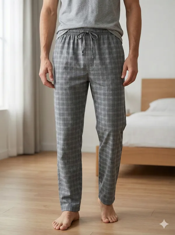 Ismail_men's_light_grey_check_cotton_pyjama