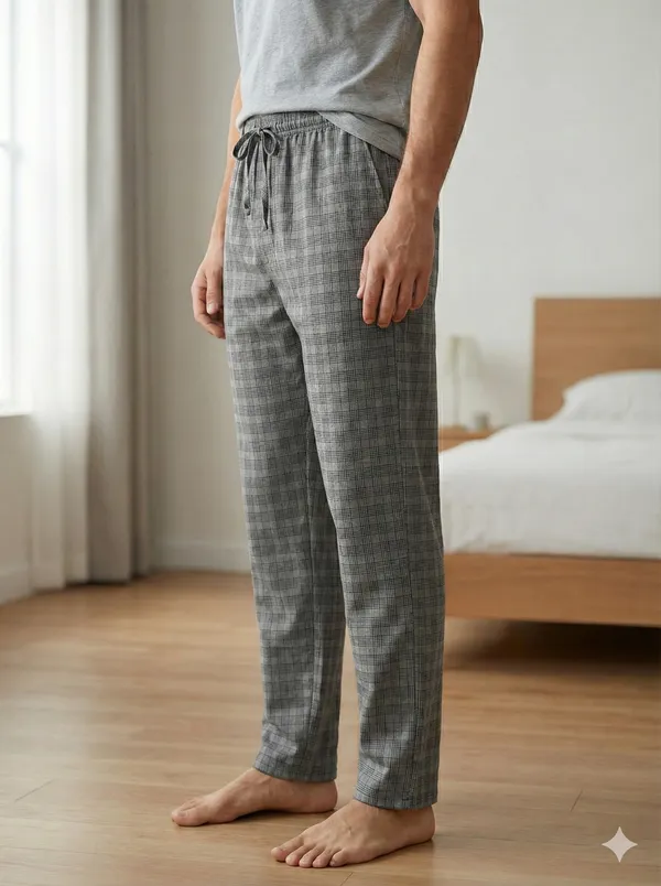 Ismail_men's_light_grey_check_cotton_pyjama