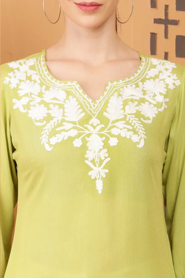 RIYA_OLIVE_EMBROIDERED_SHORT_KURTI