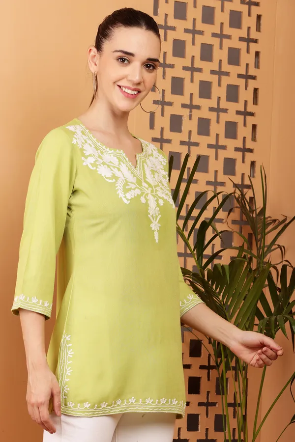 RIYA_OLIVE_EMBROIDERED_SHORT_KURTI