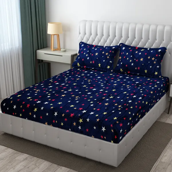 Snowdrop_Blue-Star_Warm_Fitted_Bedsheet_for_Winter_(Size_72_x_78_x_10)