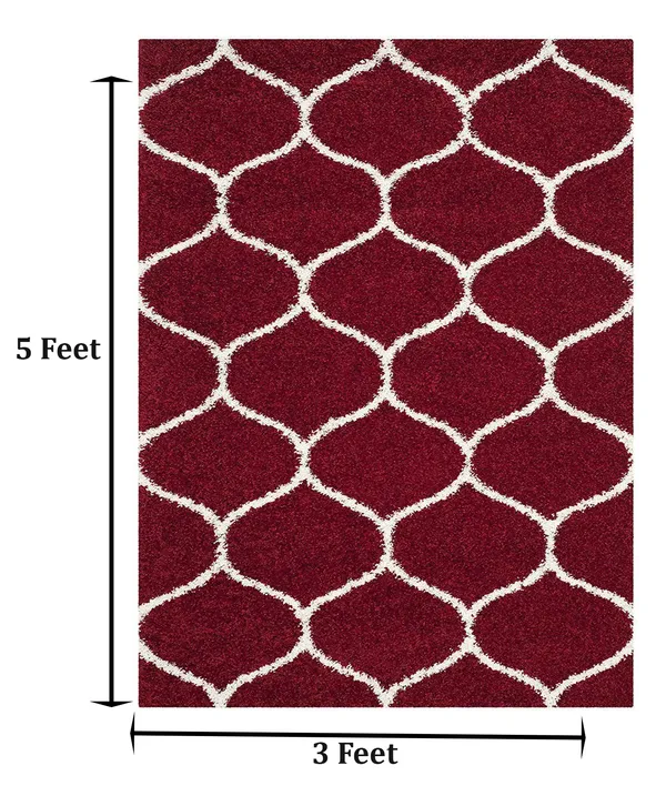 Aaho_Decor_Luxurious_Microfiber_Anti-Skid_Carpet_–_3x5_Feet_|_Soft_&_Plush_|_Red_&_Ivory_|_Anti-Skid_TPR_Rubber_Backing_|_Nylon_Shine_Piping