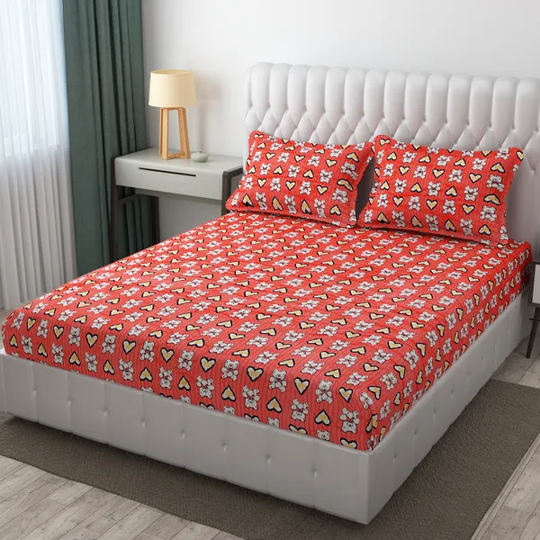 Snowdrop_Orange-Heart_Warm_Fitted_Bedsheet_for_Winter_(Size_72_x_78_x_10)