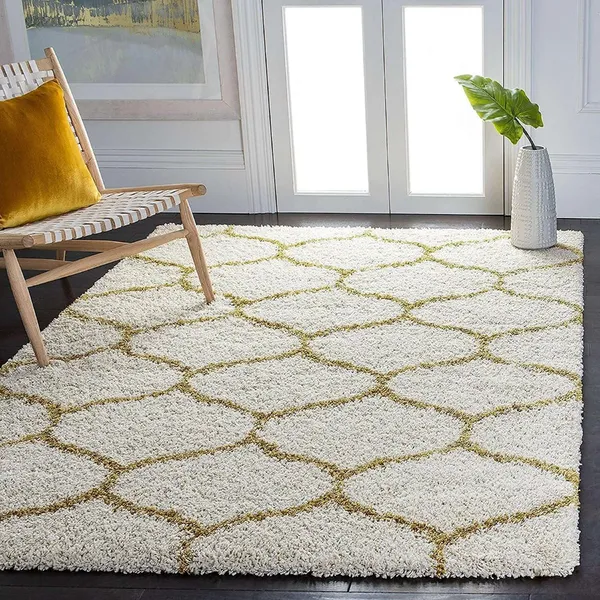 Ivory_3x5_Feet_Woolen_Shaggy_Carpet_?_Soft_&_Plush_Area_Rug