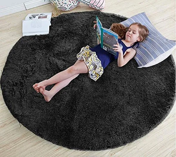 Polyester_Plain_Shaggy_Pure_Black_Throw_Round_Fluffy_Circle_Carpet_for_Bedroom,_Kids_Room,_Nursery_Room