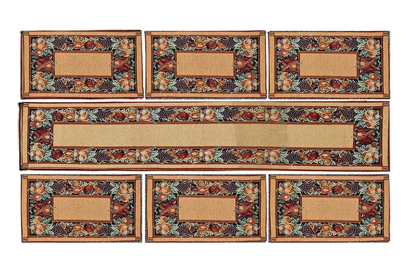 Jacquard_Cotton_Dining_Brown_Table_Mats_with_Runner