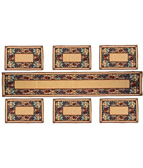 Jacquard_Cotton_Dining_Brown_Table_Mats_with_Runner
